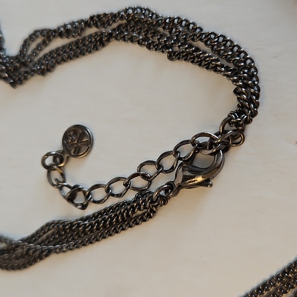 Rhinestone Star Burst Pendant on Bronze Tone 4 Strand 14"L + 2"Ext. Necklace - Picture 7 of 8